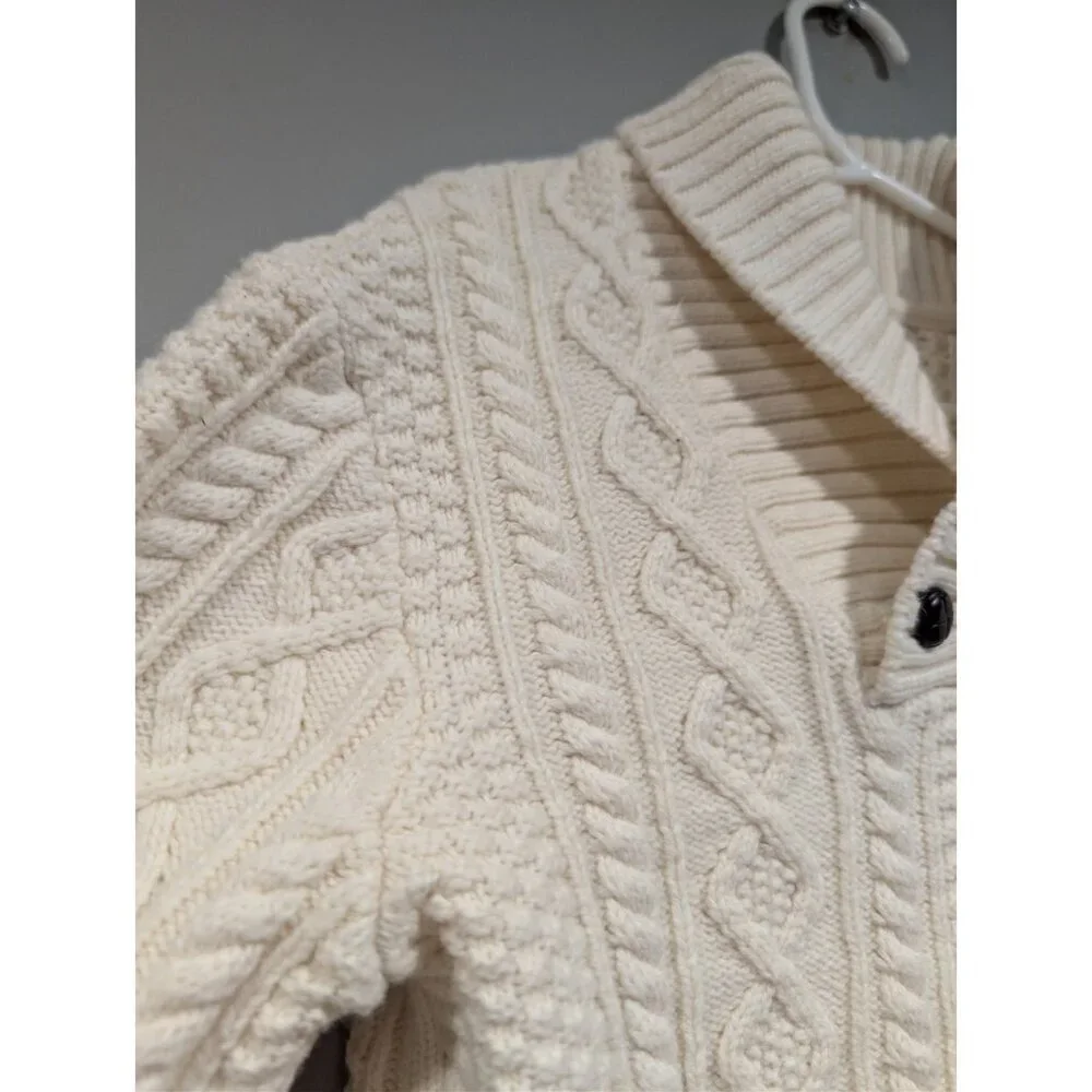 Janie and Jack Sweater Cream Cable Knit Shawl Collar Knit Boys size 6
